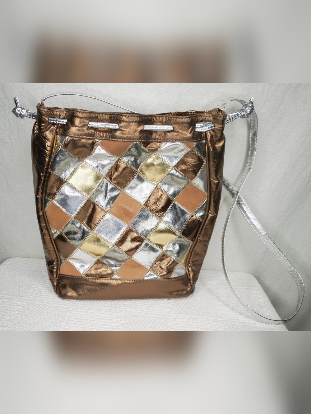 Fifth Avenue Handbags multi metallic leather bucket bag